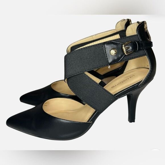 Liz Claiborne size 8 Black Crisscross Strap Heels - Picture 1 of 10